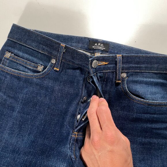 A.P.C. Petit Standard Dark Wash Slim Fit Button-fly Jeans men's size 30x32 - Picture 5 of 12